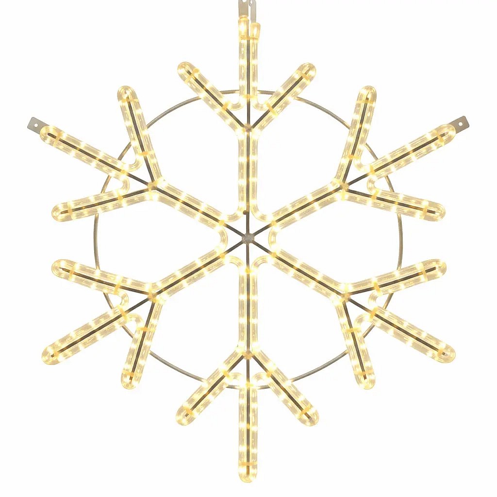 2D LED světelná vločka III, závěsná, 100 × 100 cm, teple bílá