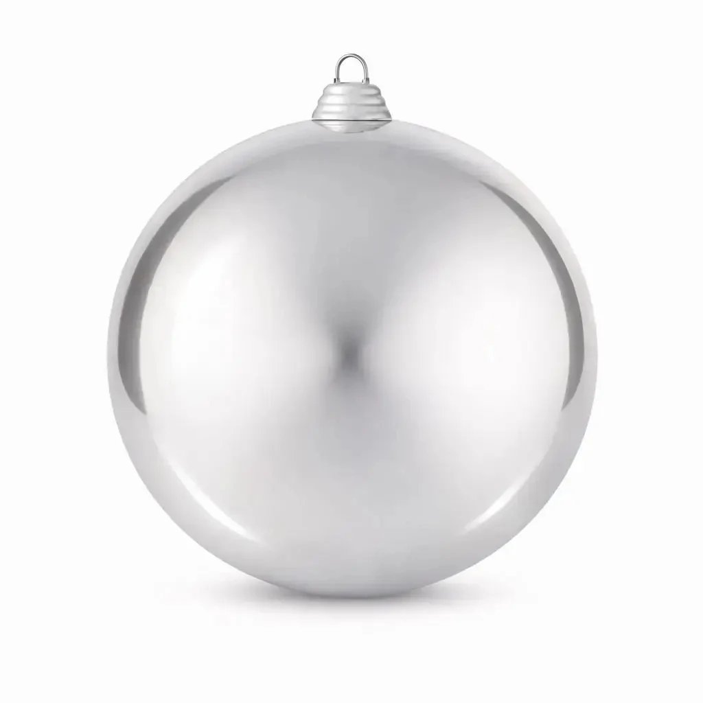 Velká vánoční koule 30 cm, stříbrná, lesklá, plastová koule