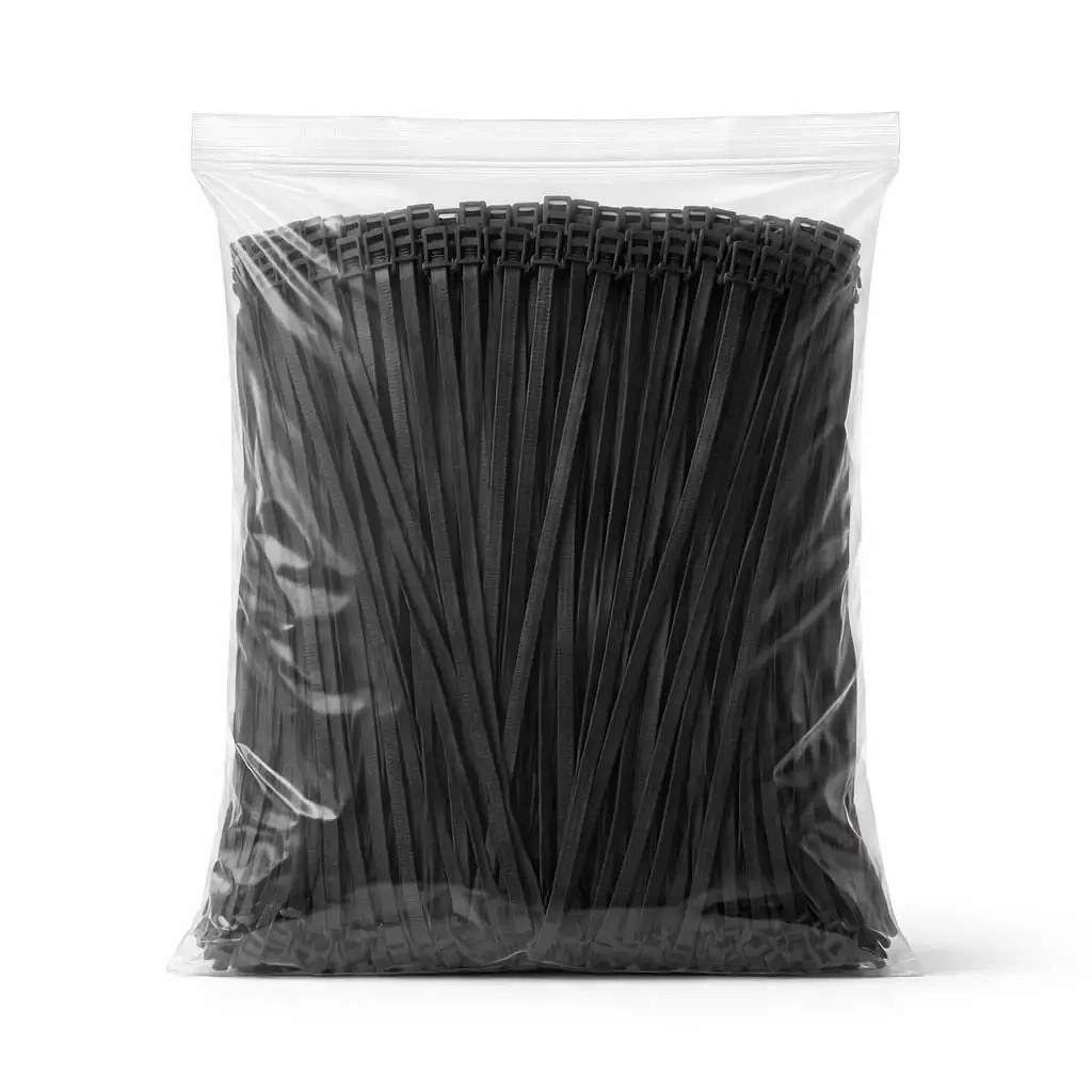 Plastové stahovací pásky 3,6 mm × 20 cm černé, balení 1000 ks