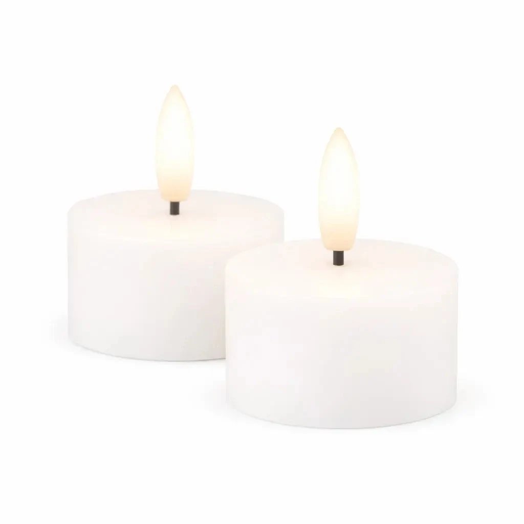 Sada LED čajové svíčky na baterie Sille Tealight, Ø 4,5 × 2,2 cm, bílé, z pravého vosku, balení 2 ks