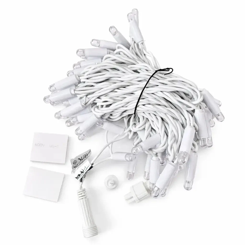 Eco fix LED světelný řetěz 10 m, 60 zářivějších teple bílých diod, bílý kabel, IP67