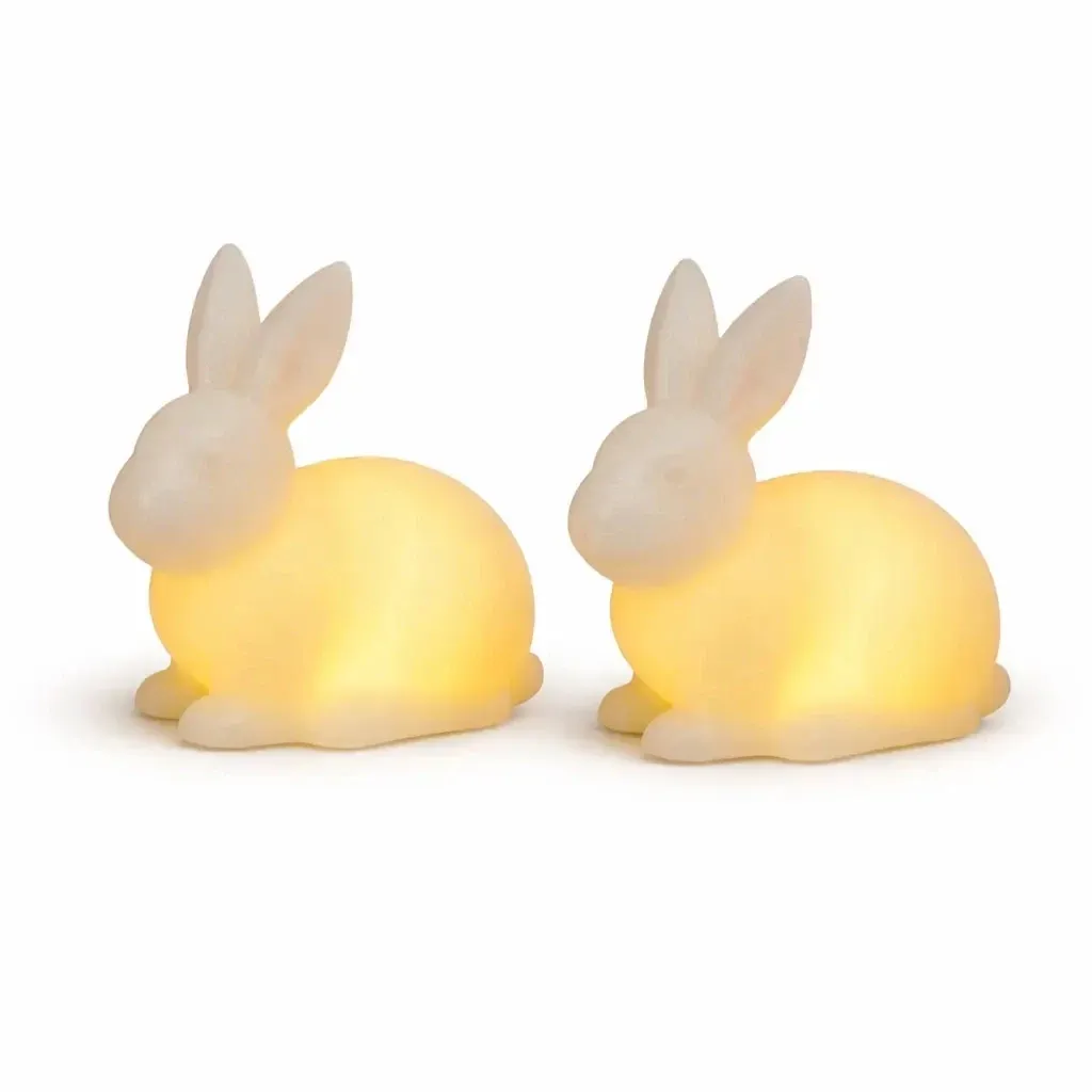 LED svíčky z pravého vosku na baterky králík, bílá, sada 2 ks, 10 cm, CR2032