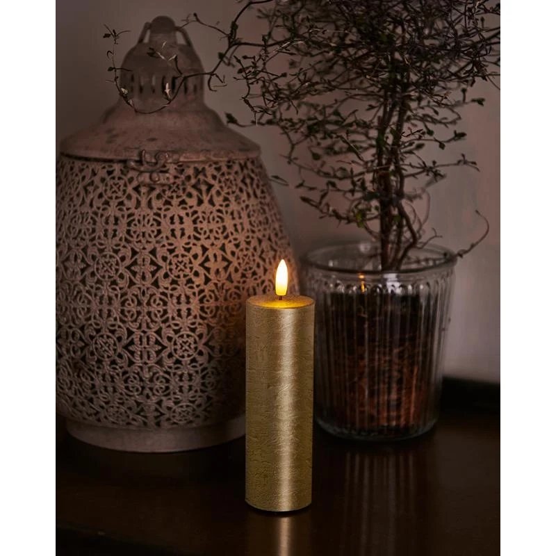 Vosková LED svíčka Sille, 15cm, zlatá, prům