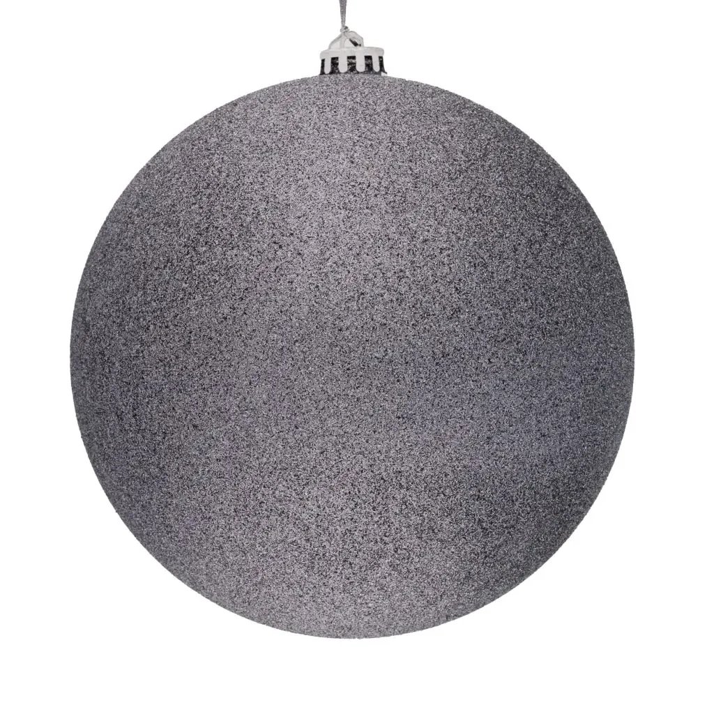 Velká vánoční ozdoba šedá glitter 30 cm plastová koule