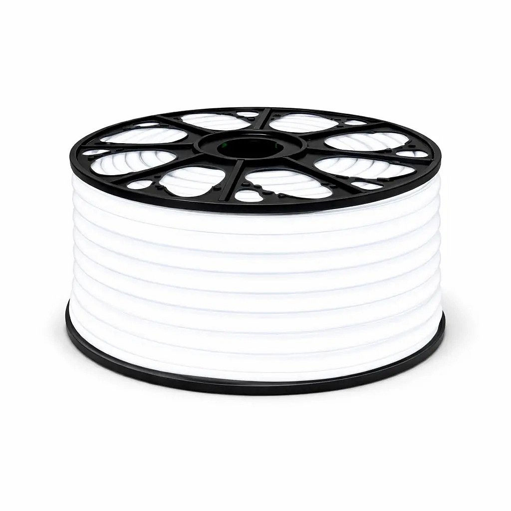 Easy Fix LED Neon hadice venkovní 50 m D-TYP jednostranný ledově bílá, 3000 diod, bílý kabel IP67, cívka