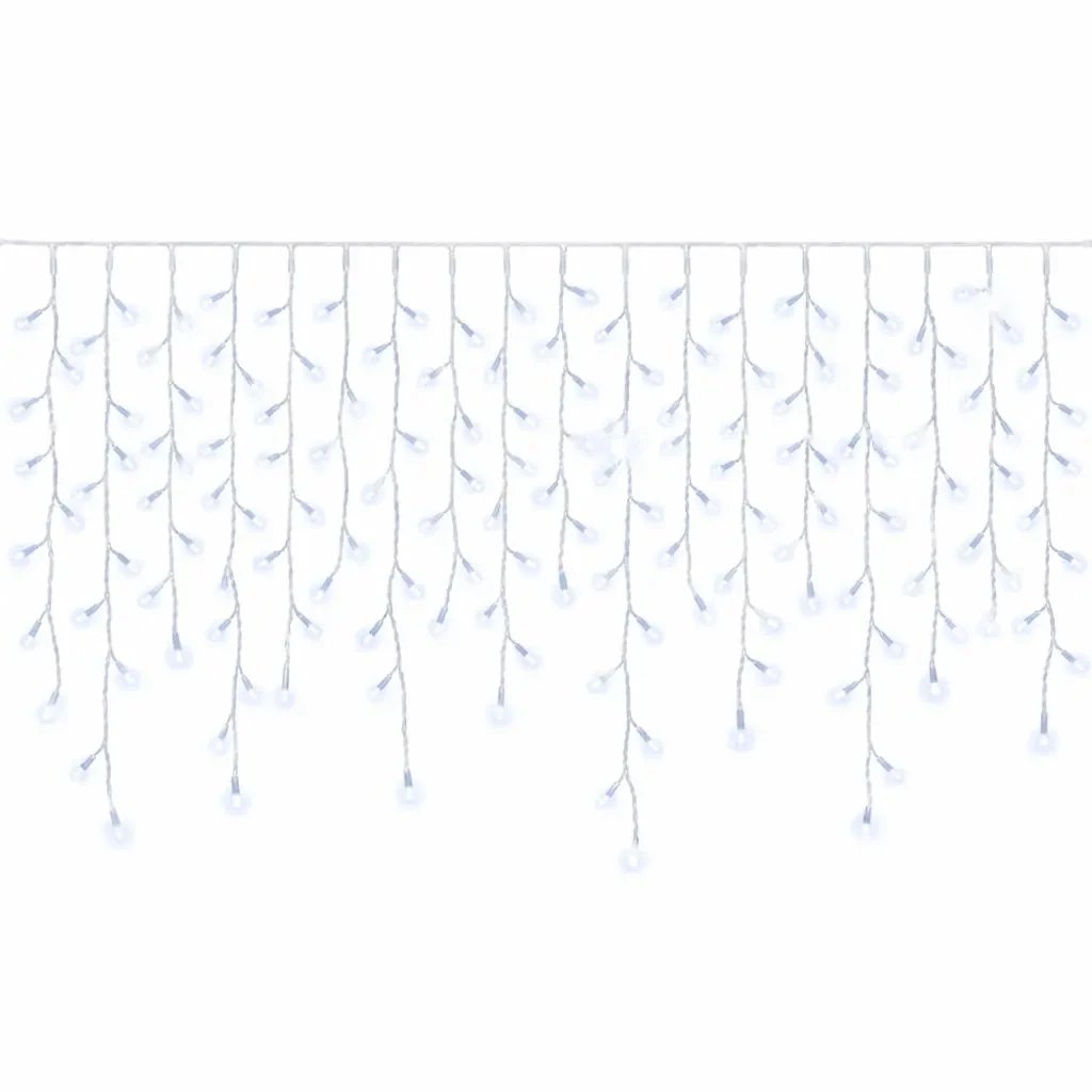 Easy Fix venkovní LED rampouchy světelné 300 × 100 cm, ledově bílá s FLASH, 174 diod, bílý kabel IP44, prodlužovací