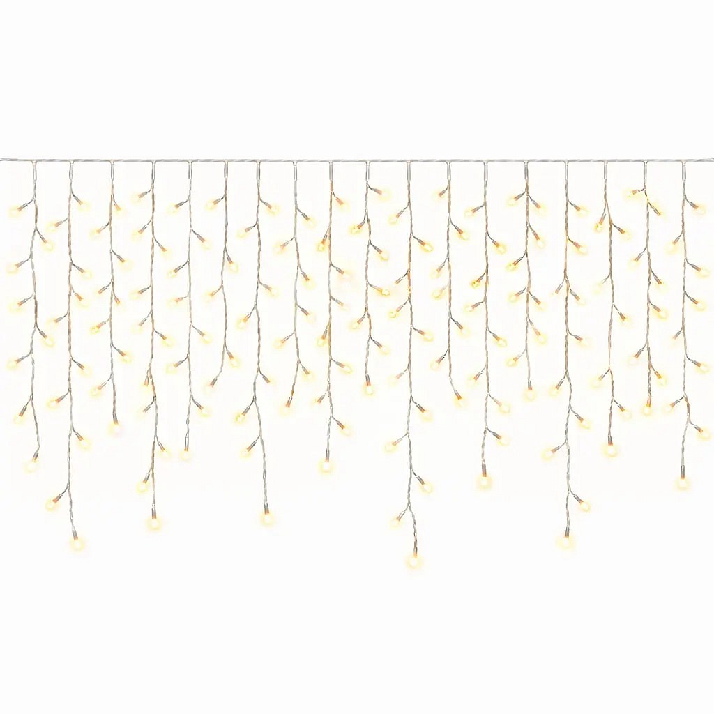 Easy Fix venkovní LED rampouchy světelné 300 × 90 cm, teple bílá, 174 diod, bílý kabel IP67, prodlužovací