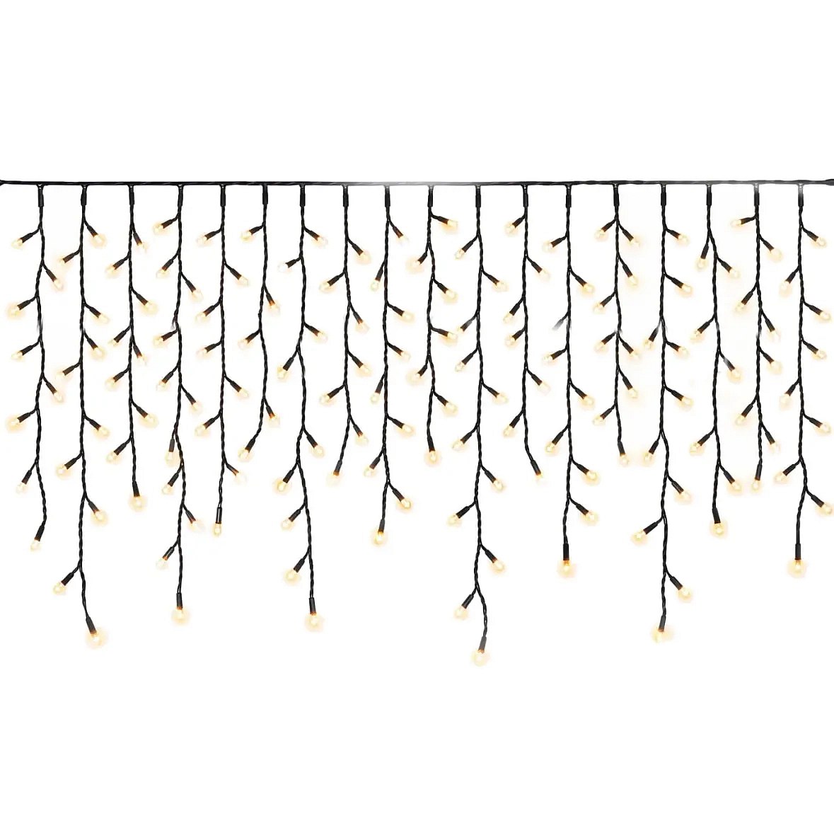 Easy Fix venkovní LED rampouchy světelné 300 × 90 cm, teple bílá, 174 diod, černý kabel IP67, prodlužovací