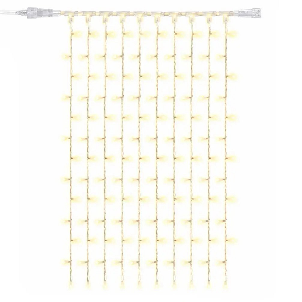Easy Fix LED světelný závěs interiér 100 × 300 cm, teple bílá, 300 diod, 10 pramenů, čirý kabel IP20, prodlužovací