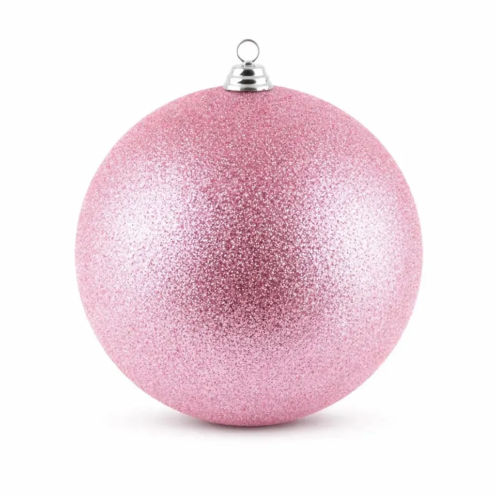 Velká vánoční ozdoba růžová glitter 30 cm plastová koule