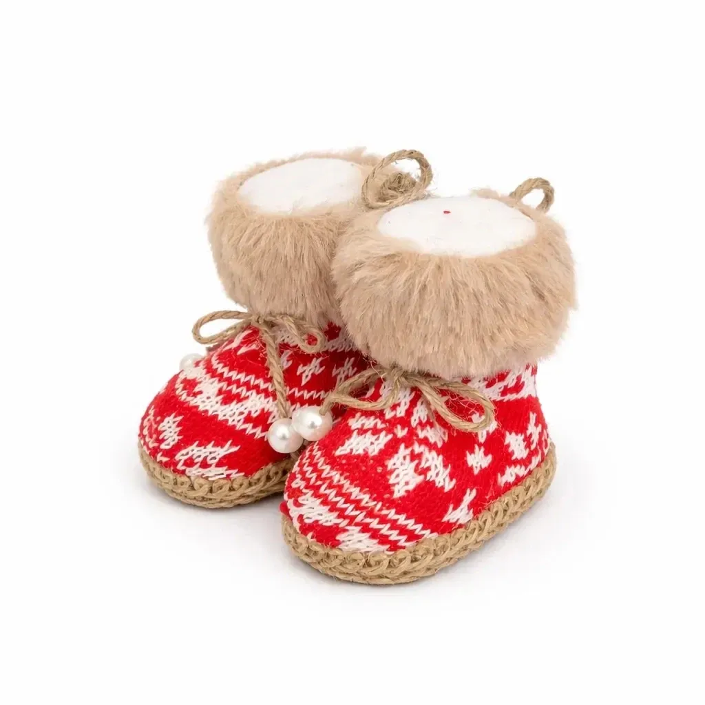 Vánoční ozdoba na stromeček sněhule, 10 × 8,5 × 8 cm, textil, IP20, k zavěšení, červená