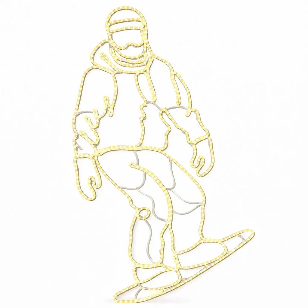 Eco Fix 2D LED světelný dekor snowboardista 120 × 230 × 4 cm, teple bílá, 3D tisk, závěsný