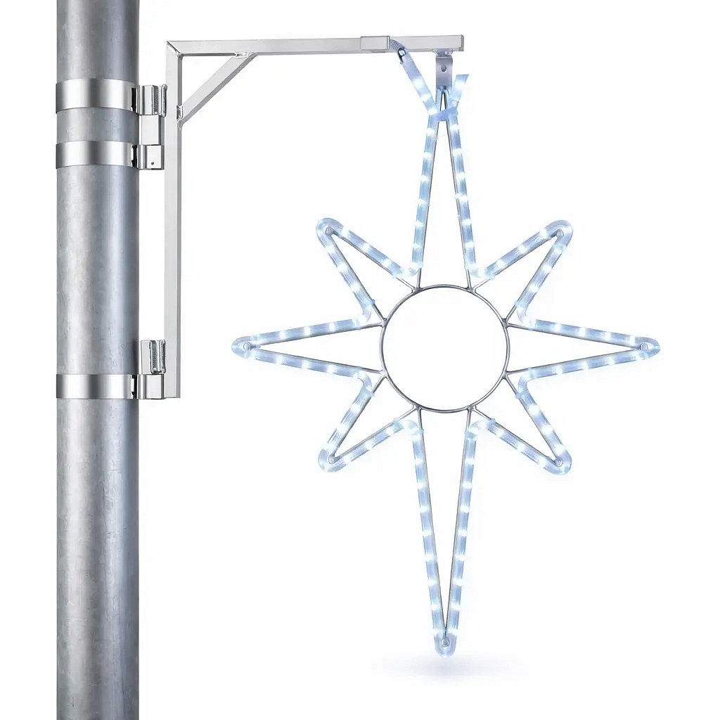 Easy Fix 2D LED světelná hvězda na VO sada, 45 × 70 cm, ledově bílá, IP67 hliník