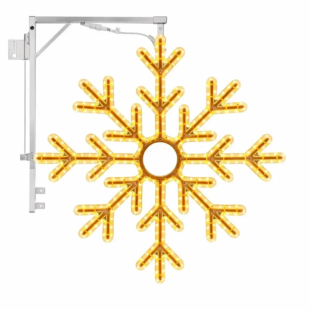 3D LED světelná vločka X sada na VO sloup, 102 × 102 cm teple bílá, 3D tisk Eco, IP67
