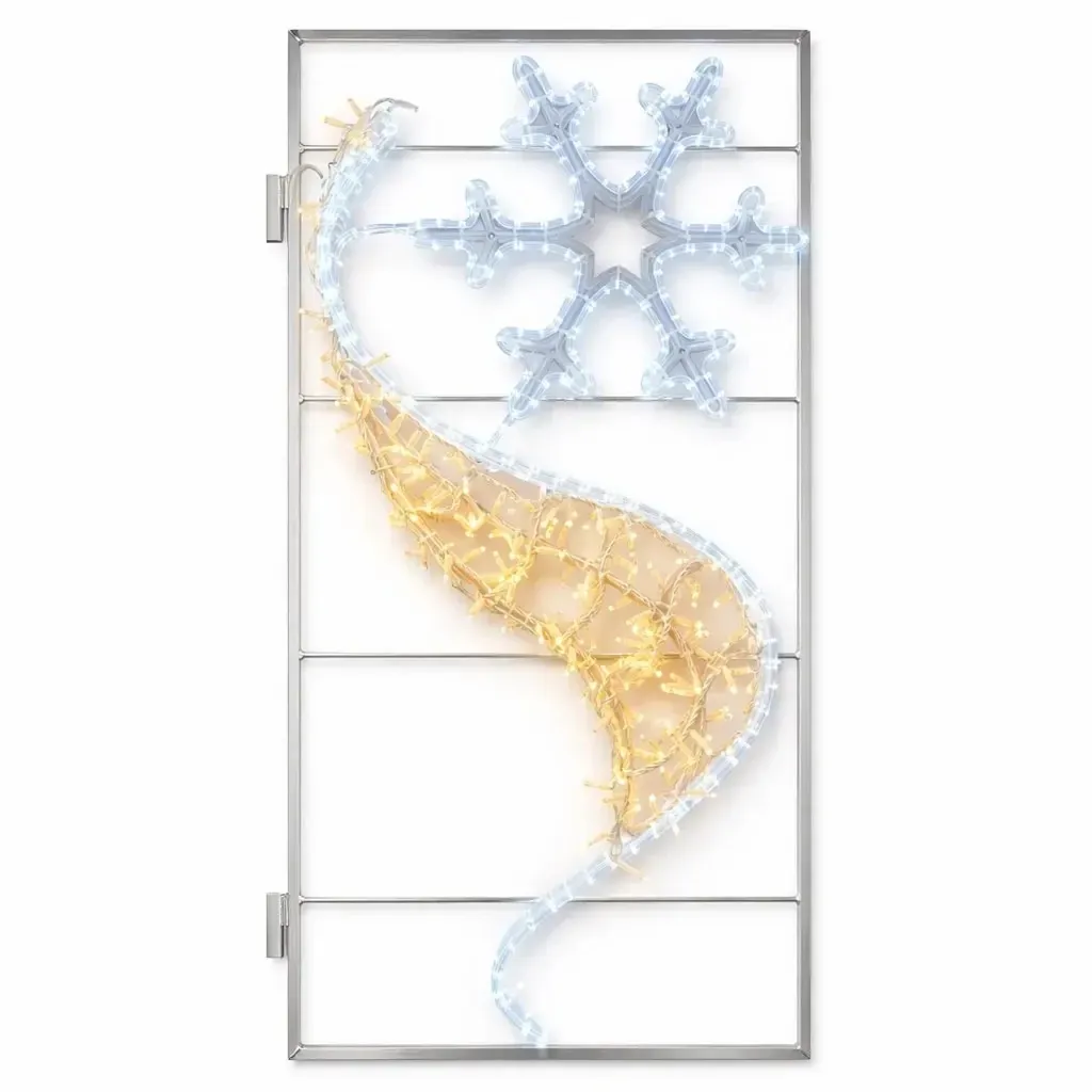 Easy Fix LED světelný banner vločka na VO sloup 70 × 135 cm, ledově a teple bílá, IP44