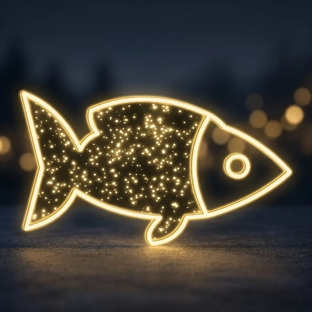 Easy Fix 2D LED light carp, hanging, 155 × 82 × 3 cm, warm white, 3D printed, transparent