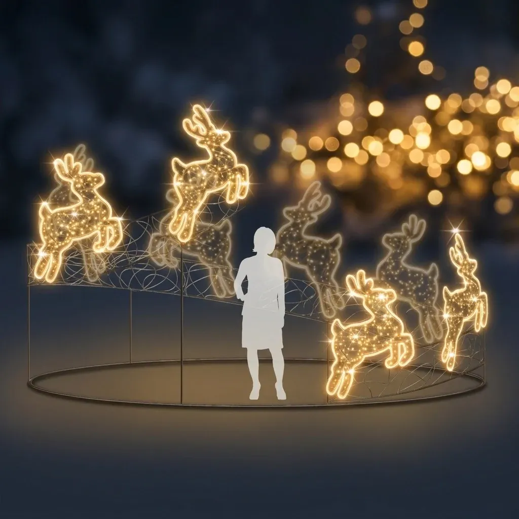 Eco Fix 3D LED reindeer surround, warm white, aluminium