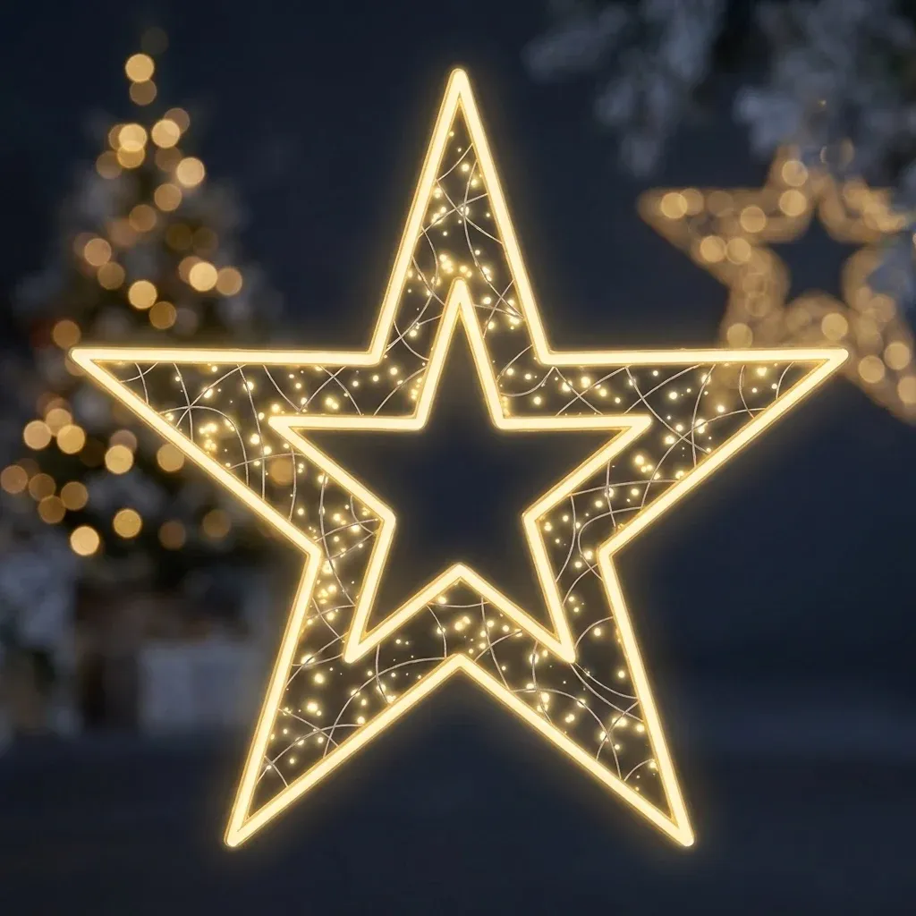 Easy Fix 2D LED star XVII, Ø 170 cm, warm white, hanging, aluminium