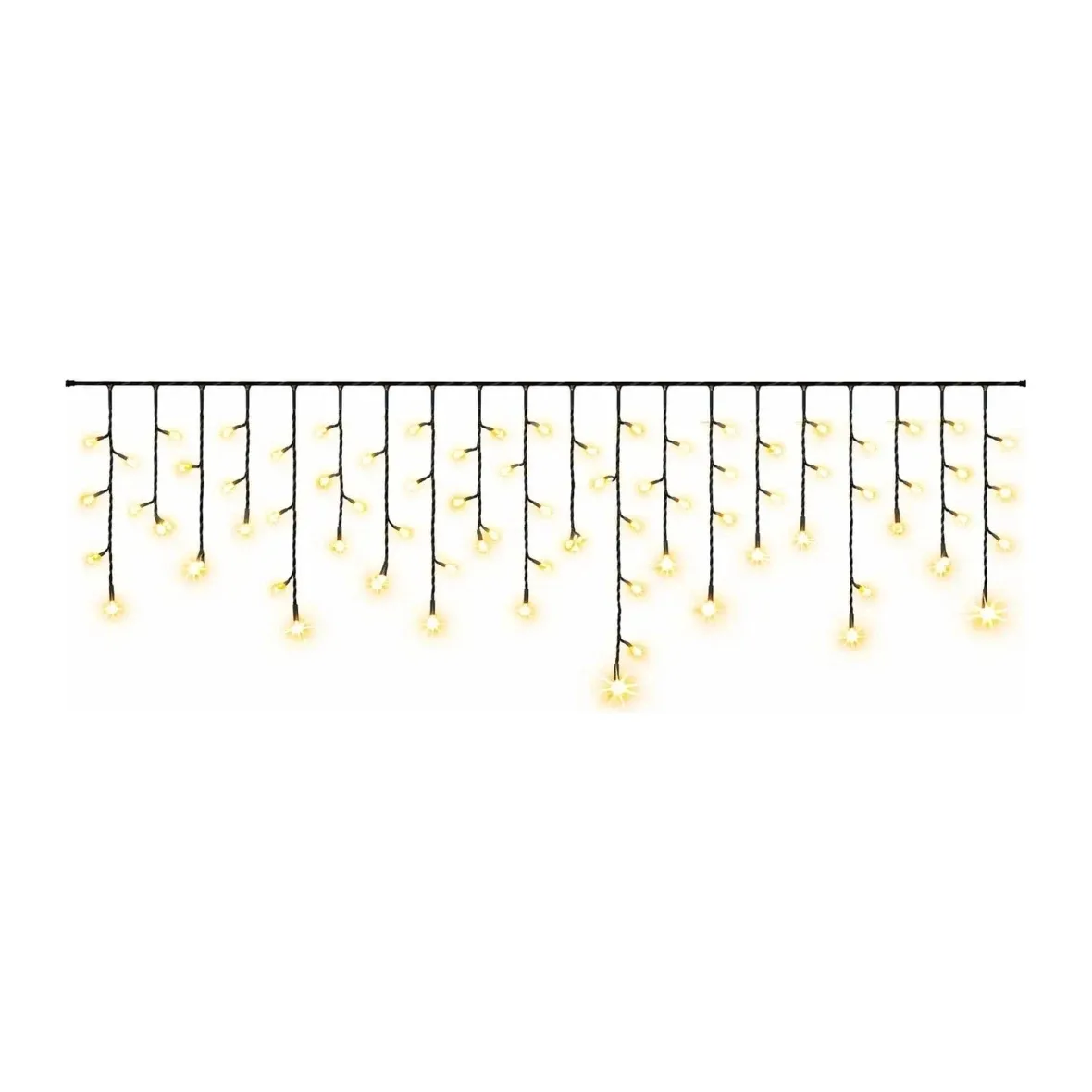 Easy Fix venkovní LED rampouchy, světelné, 300 × 50 cm, teple bílá s FLASH, 114 diod, černý kabel, IP67, prodlužovací