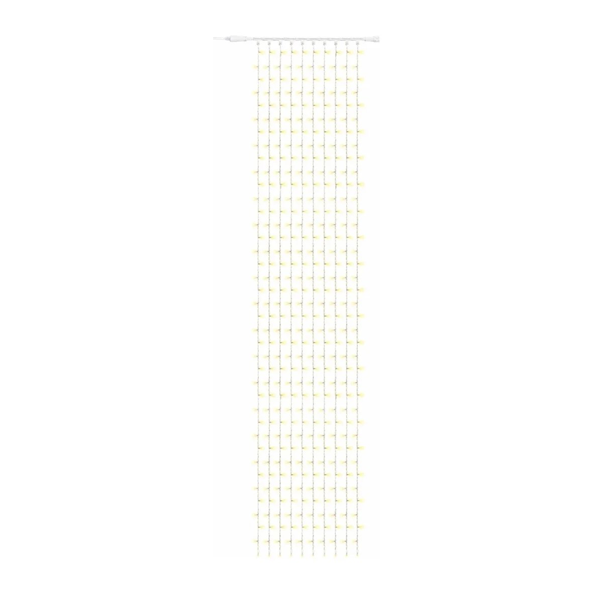 Easy Fix LED světelný závěs venkovní, 100 × 500 cm, teple bílá s ledovými FLASH, 500 diod, bílý kabel IP67, prodlužovací