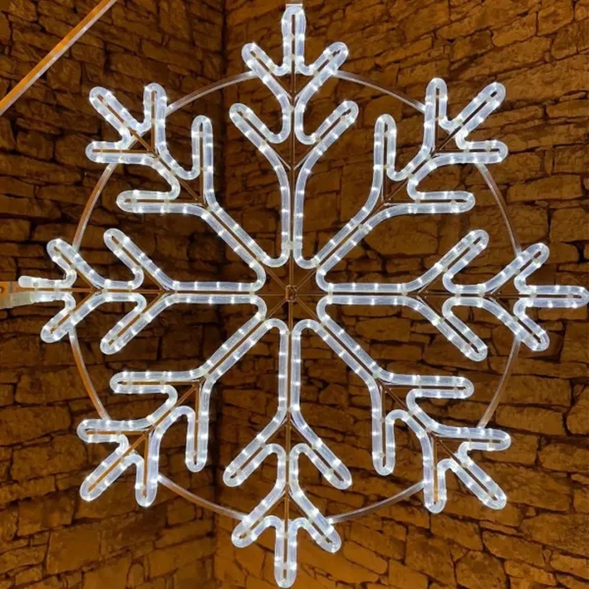 Easy Fix 2D LED světelná vločka II, Ø 80 cm, ledově bílá 3D tisk, sada na veřejné osvětlení, hliník