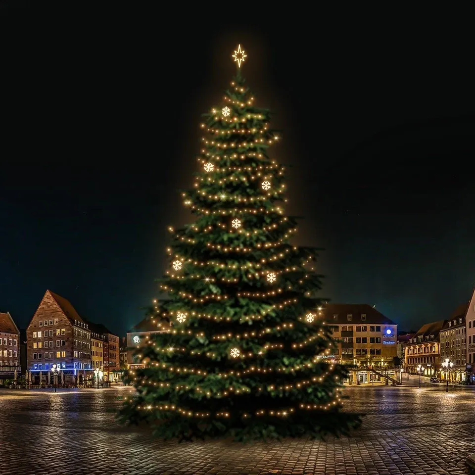 Sada LED svetiel pre vianočné stromčeky vysoké 21-23 m, teplá biela s dekormi DZX1EFD02W