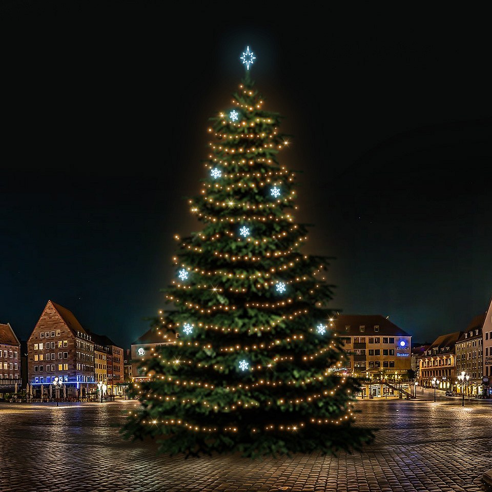 LED svetelná sada na vianočné stromy vysoké 21-23 m, teplá biela s ľadovo bielymi dekormi EFD05