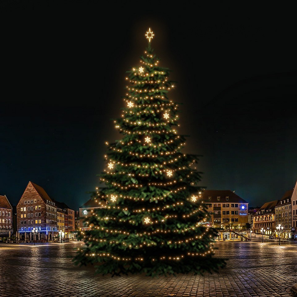 LED svetelná sada na vianočné stromy vysoké 21-23 m, teplá biela s dekormi EFD05W