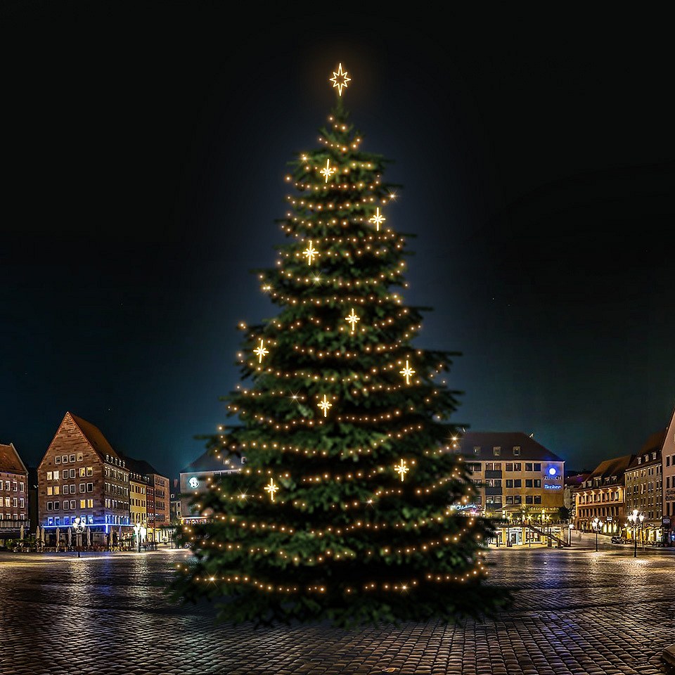 LED svetelná sada na vianočné stromy vysoké 21-23 m, teplá biela s dekormi DZ113WS4