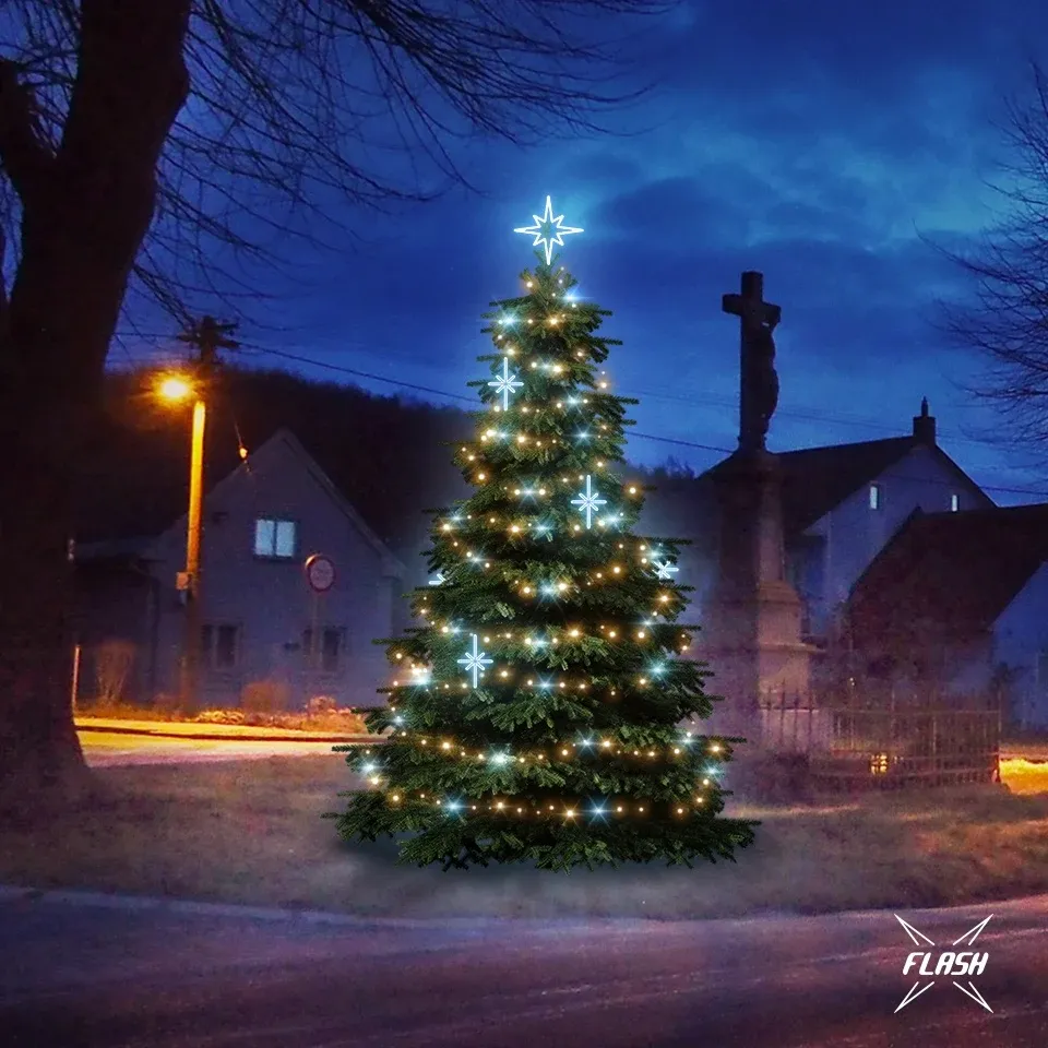 Sada LED osvetlenia na stromy vysoké 3–5 m, teplá biela s blikajúcim efektom, ľadové dekorácie DZ113S2