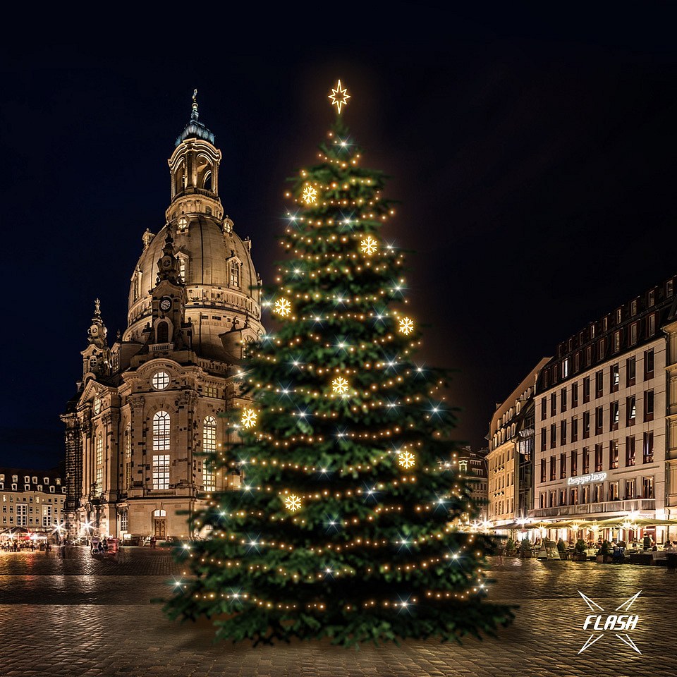 LED svetelná sada na vianočné stromy vysoké 18-20 m, teplá biela s Flash, dekory EFD02W