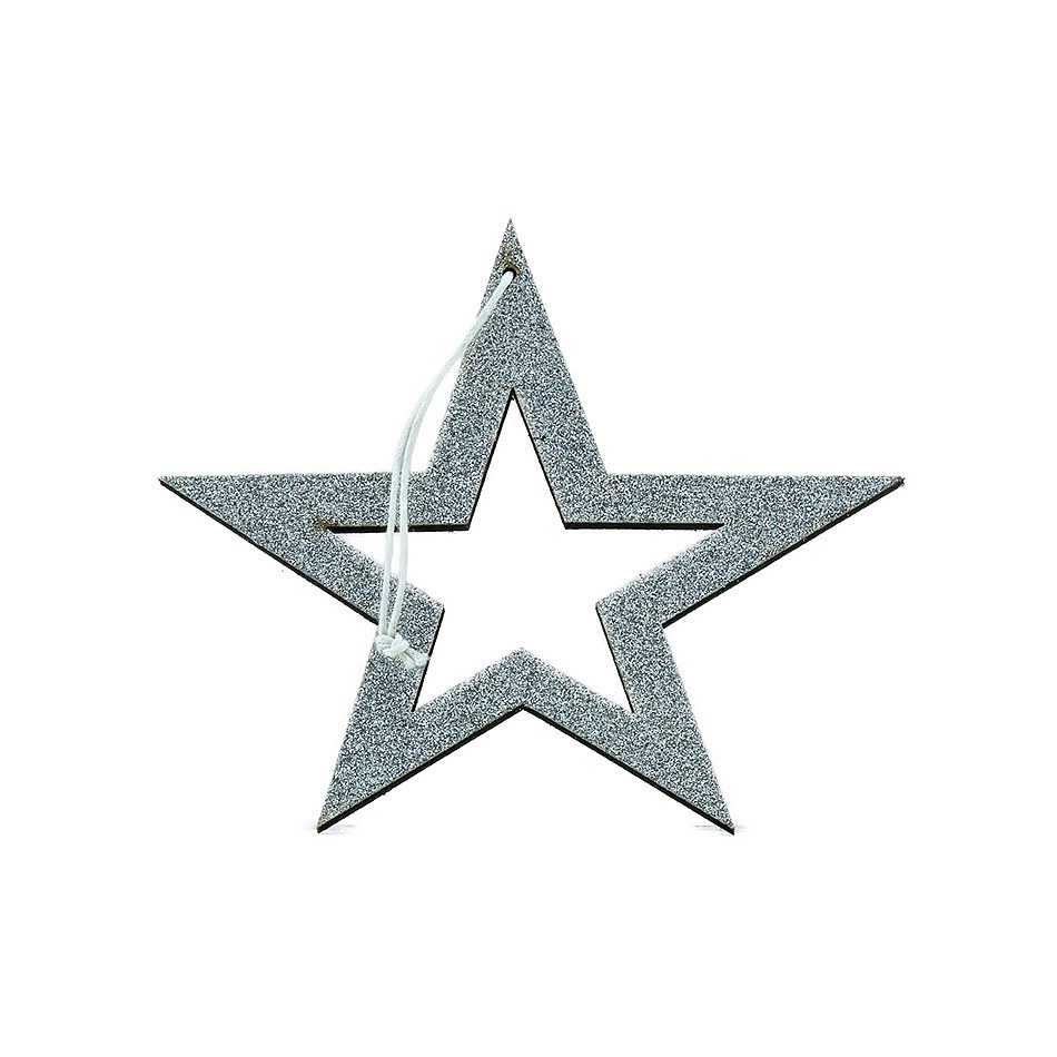 Strieborná hviezda 2D obrys 15cm