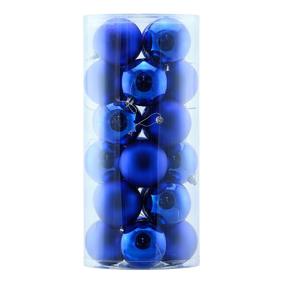 Modré plastové gule, priem. 8cm, 12x lesklá, 12x matná