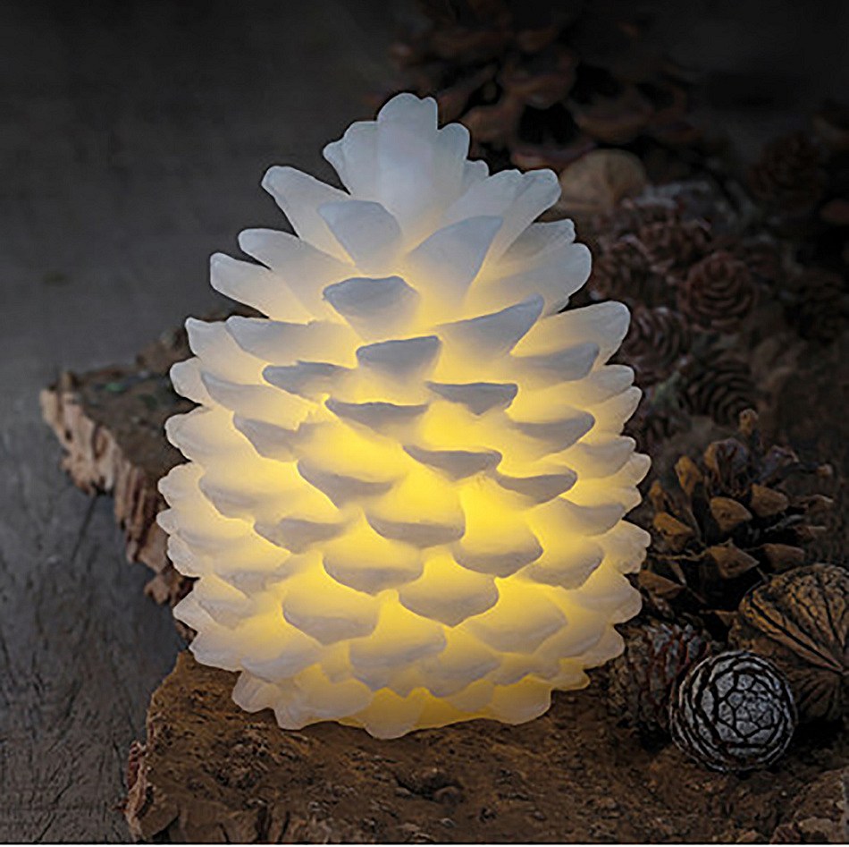 LED vosková šiška, 13cm x 10cm, biela farba