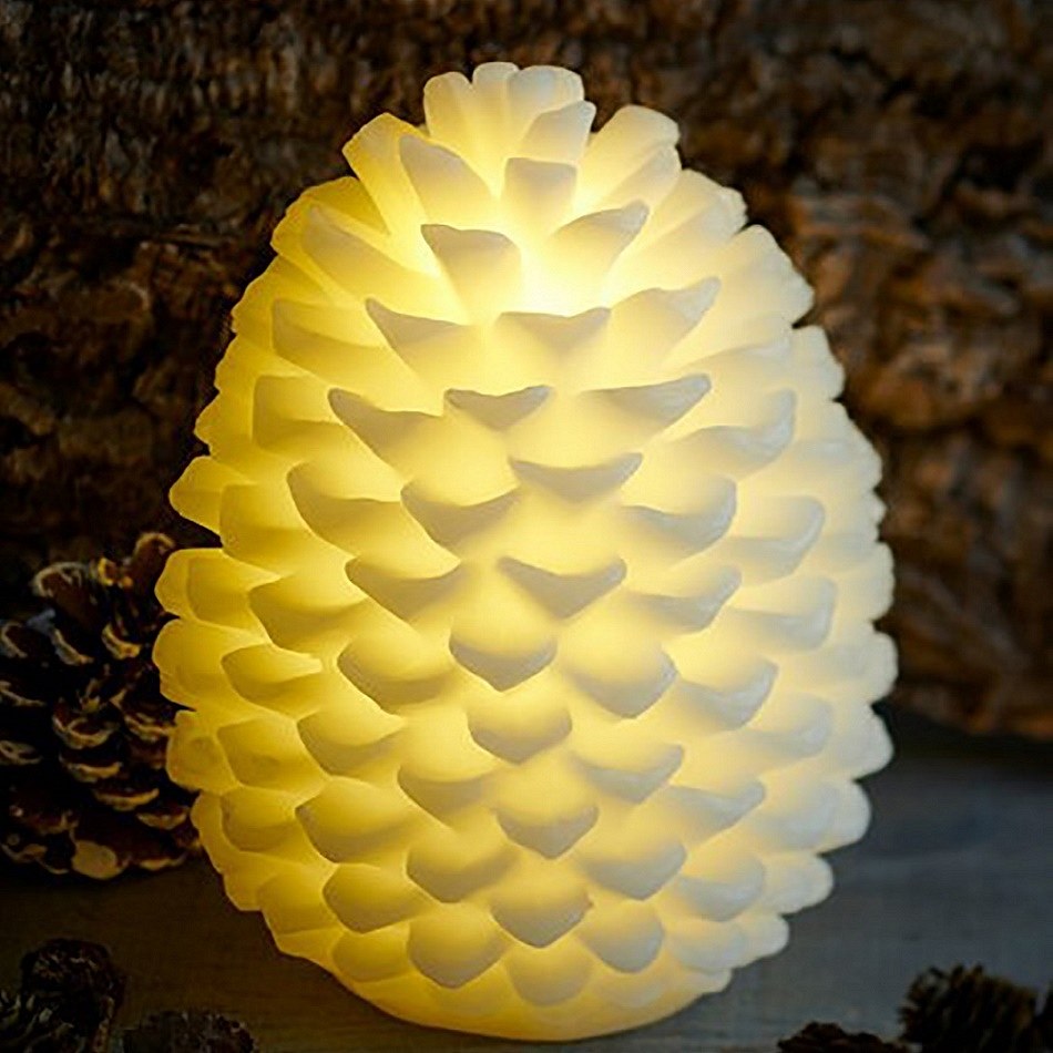 LED sviečka, vosková, šiška, 14 x 18,5 cm, biela