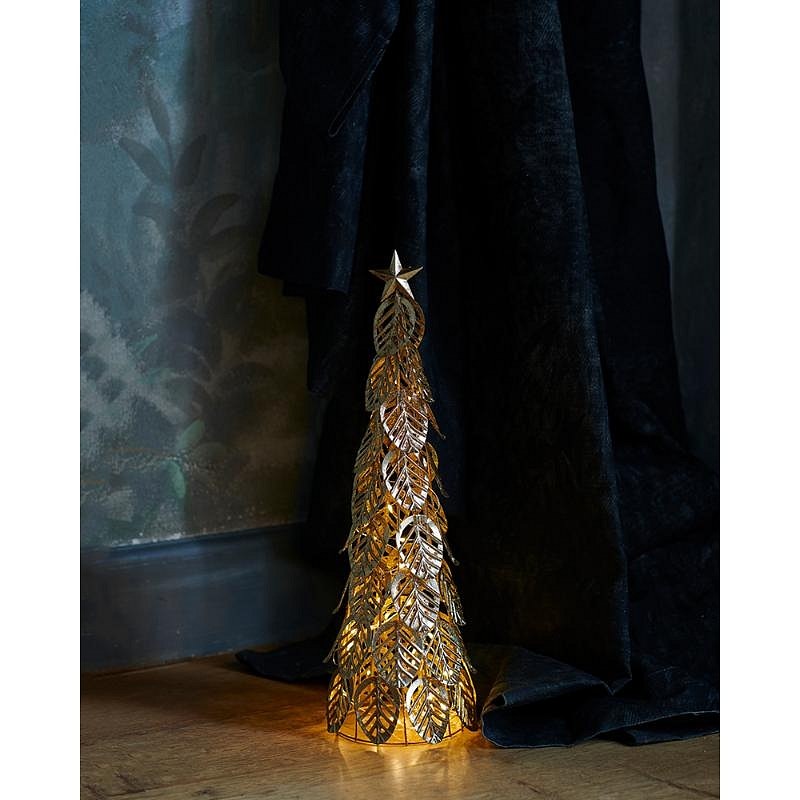 LED svetelný stromček, zlatý, 43cm