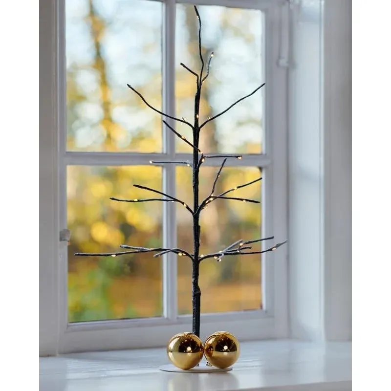 _Stiahnuté LED svetlo na stromček, hnedé, zasnežené, 50 cm