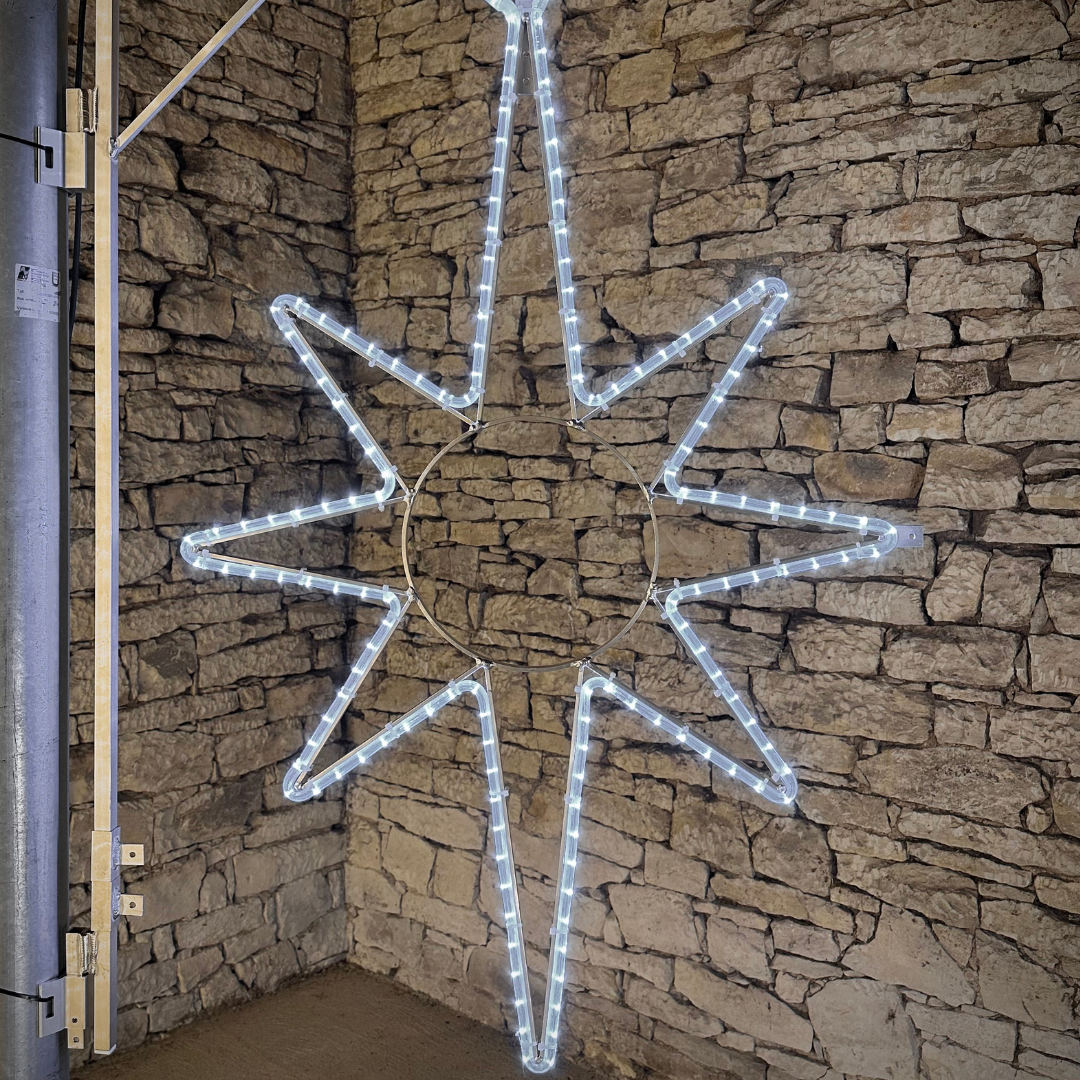 LED svetelná hviezda, sada na VO, 80x120 cm, ľadovo biela