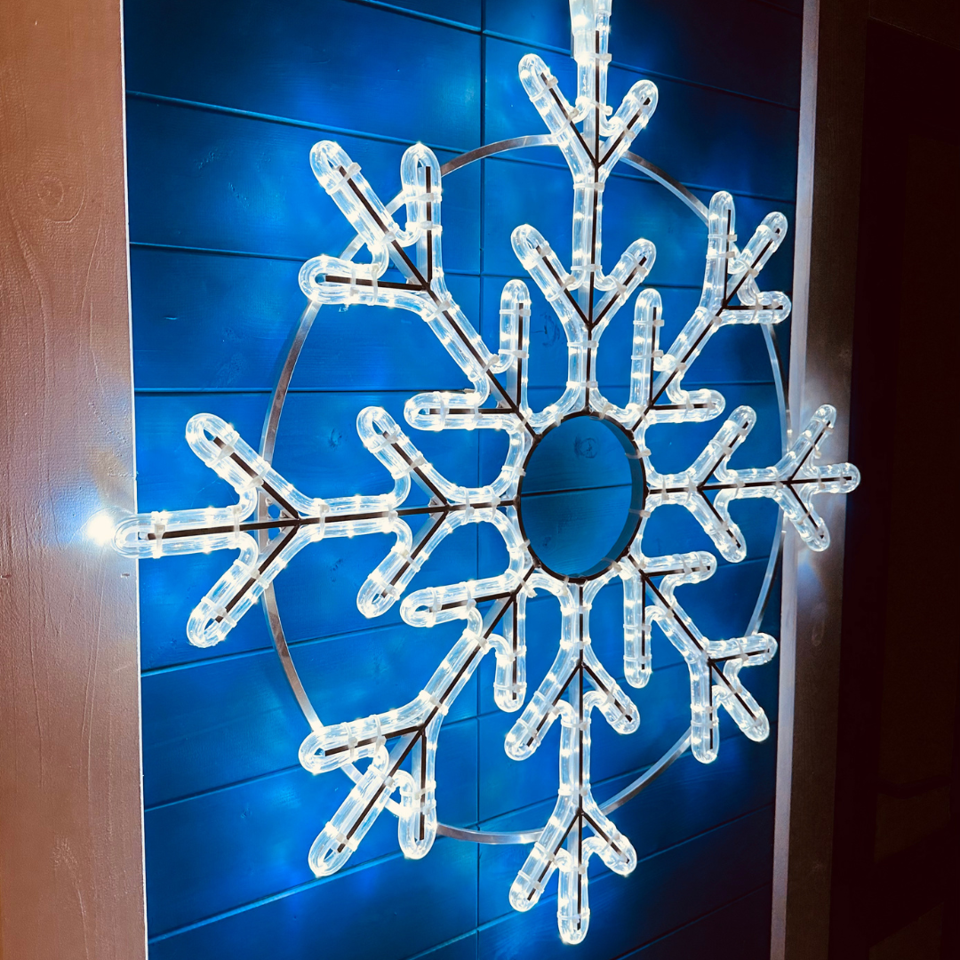 LED svetelná vločka, závesná, 85 cm, ľadovo biela