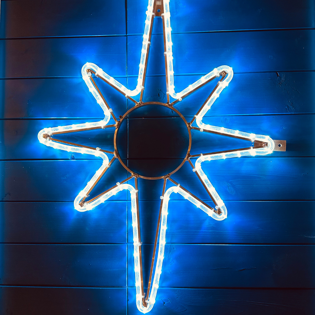 LED svetelná hviezda polaris, závesná, 53 x 90 cm, ľadová biela