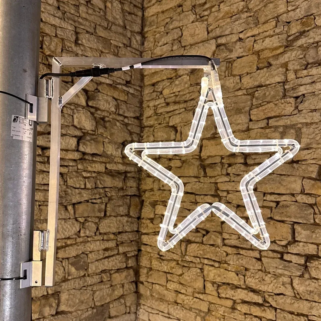 Easy Fix 2D LED svetelná súprava, hviezda XII., Ø 45 cm, teplá biela, súprava verejného osvetlenia, hliník