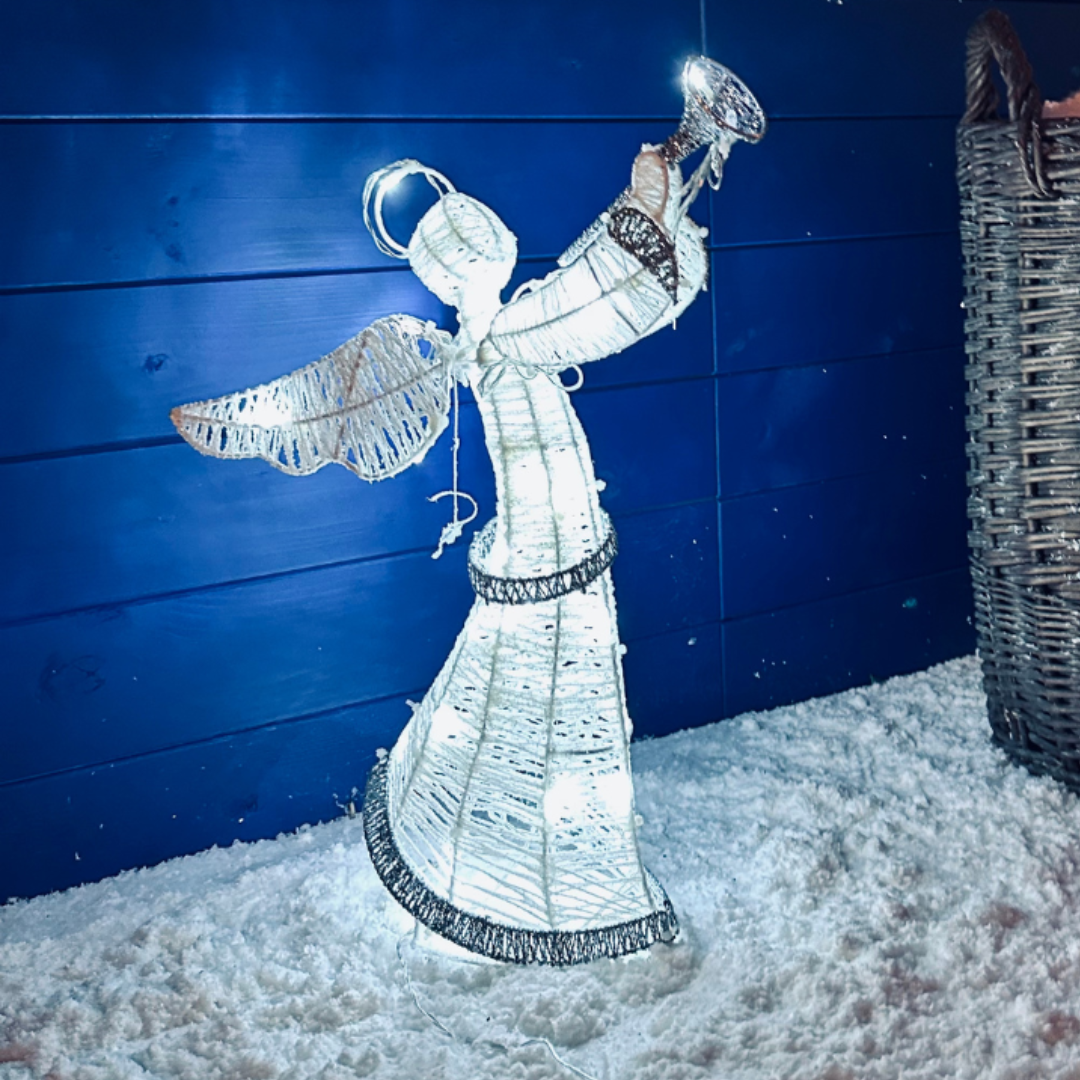 Svetelný vianočný anjel, 50 cm, ľadovo biely s Flash efektom, 40 LED diód