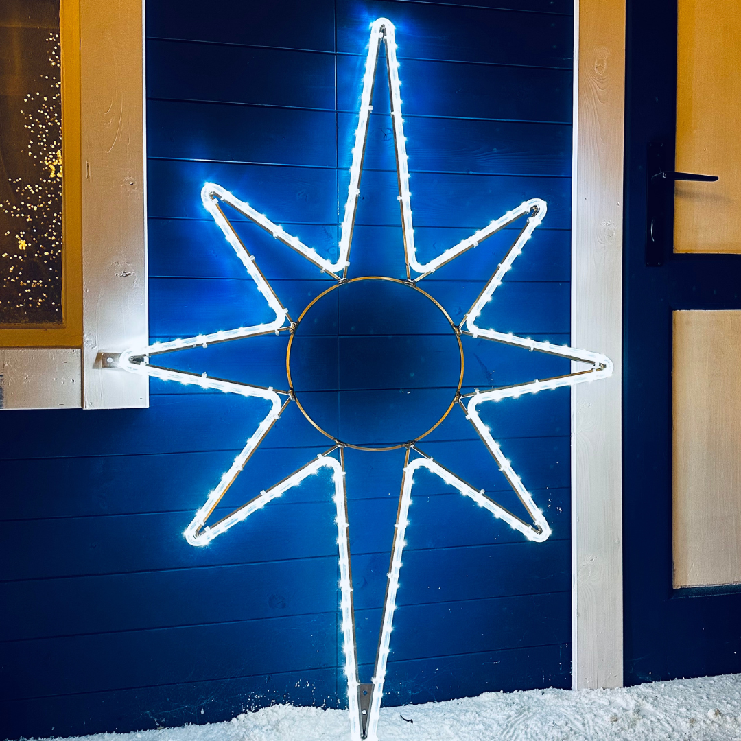 LED svetelná hviezda na vrchol stromu, 80 x 120 cm, ľadovo biela