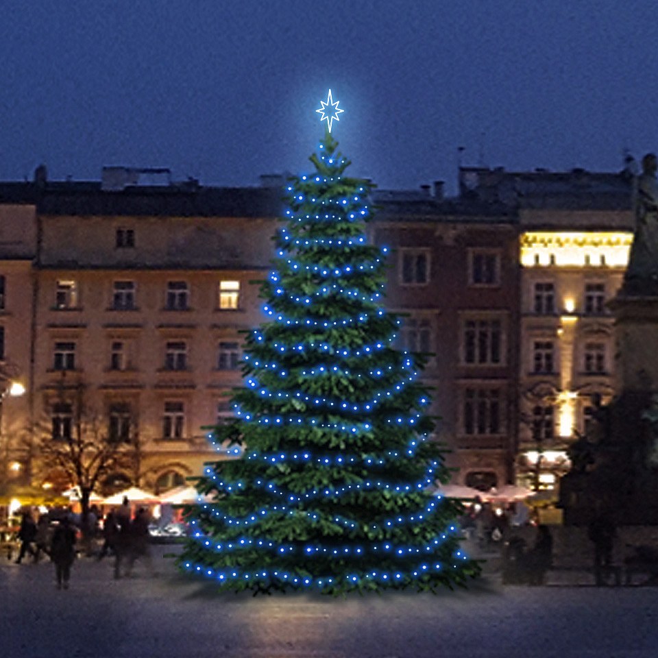 Sada LED svetiel pre stromy vysoké 9-11 m, modrá
