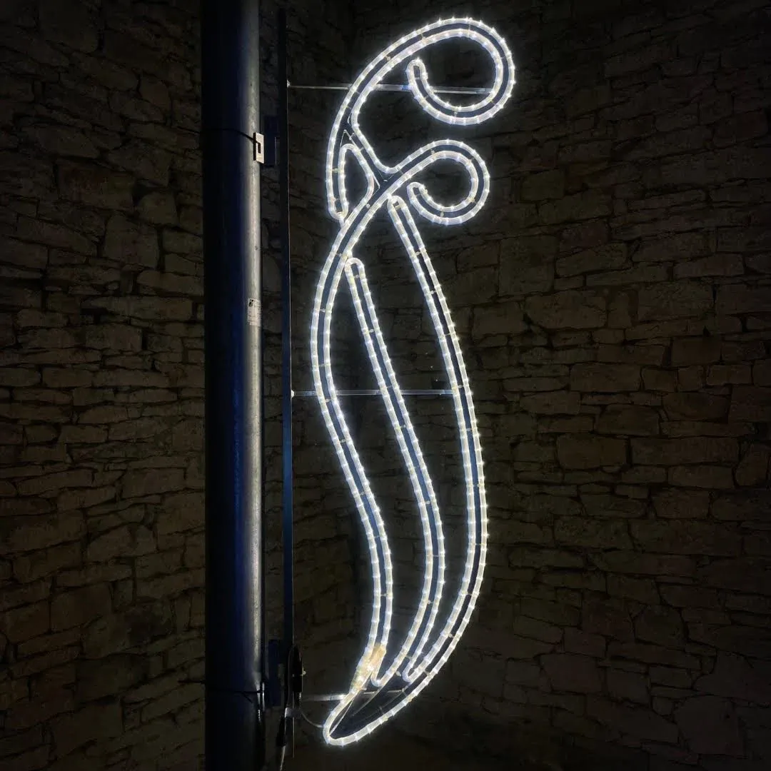 Svetelný motív LED s bleskom, 180 x 60 cm, ľadovo biely
