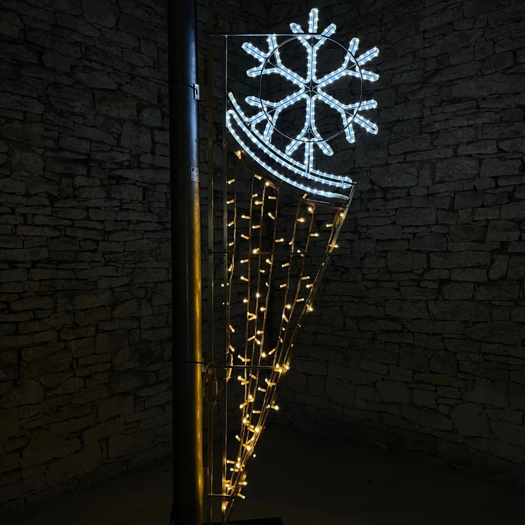 Svetelný motív LED, vlajka so snehovou vločkou, 0,6x2 m
