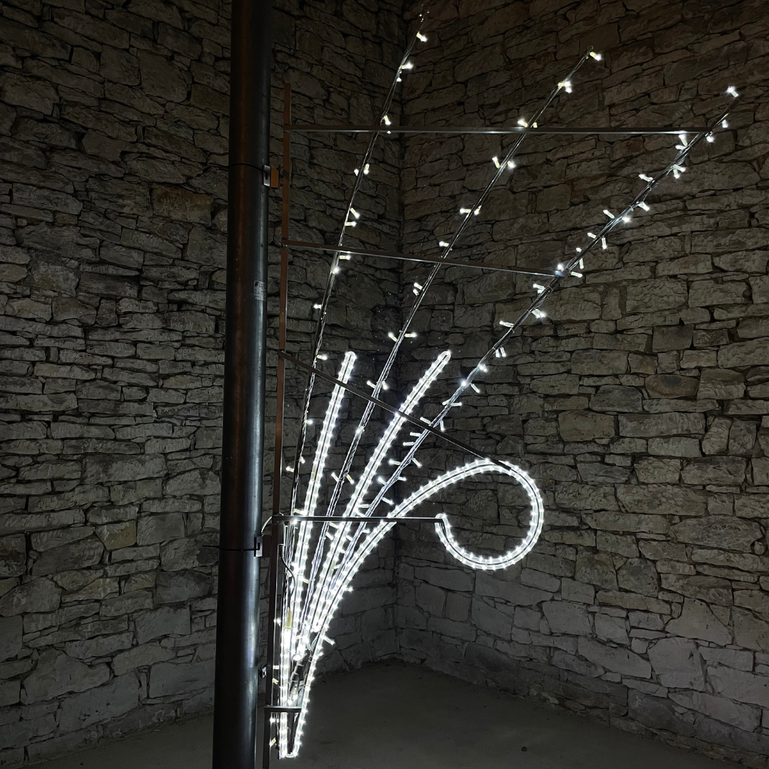 LED světelný dekor rozprsk, tři pruty, ledově bílý, 250x155cm
