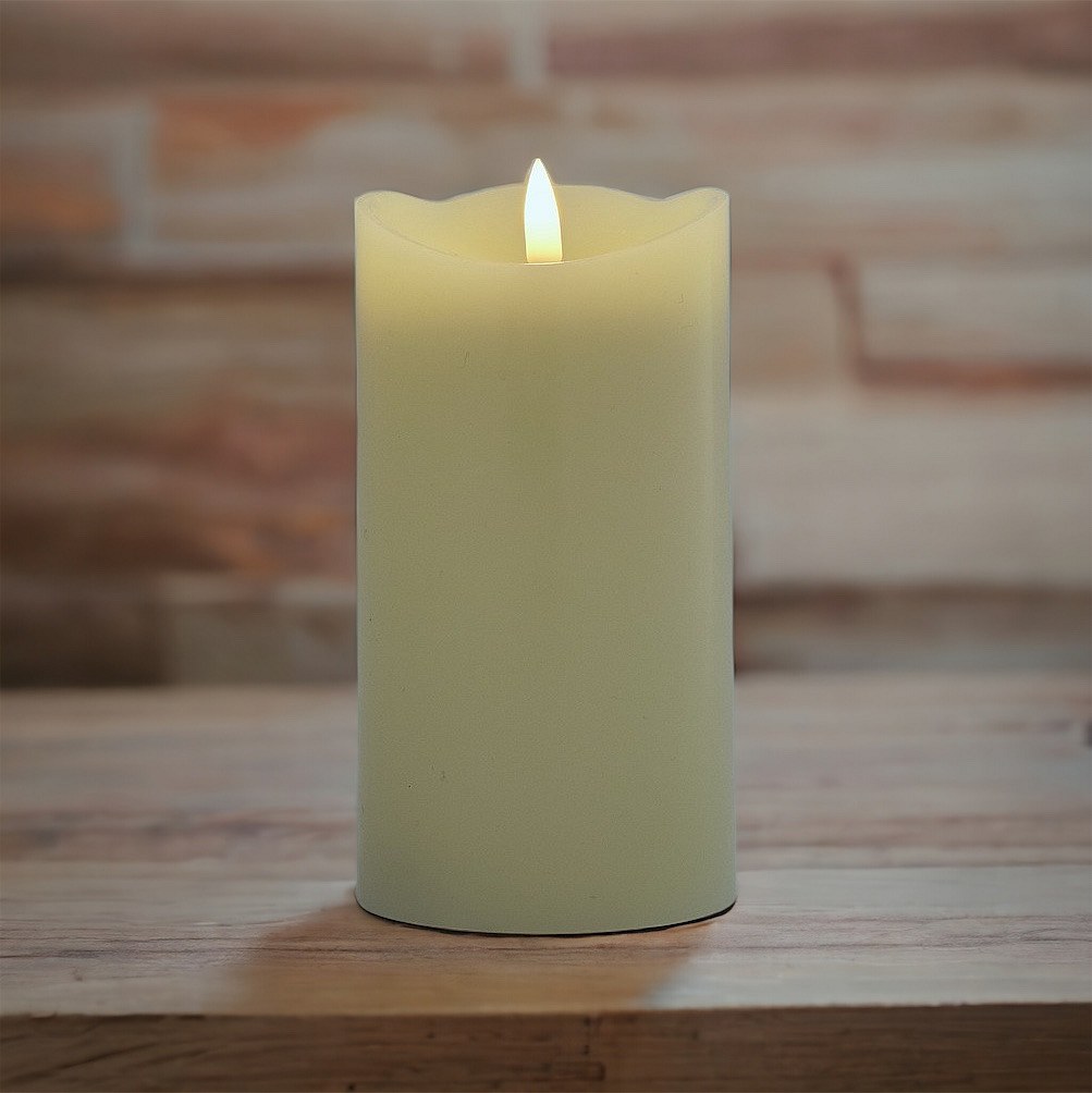 LED sviečka vosková, 12,5cm, mandľová farba
