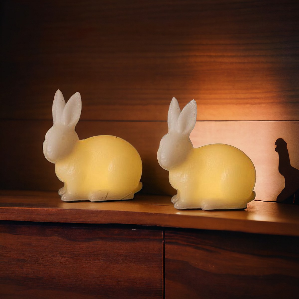 LED sviečka králik, biely, sada 2 kusy, 10 cm