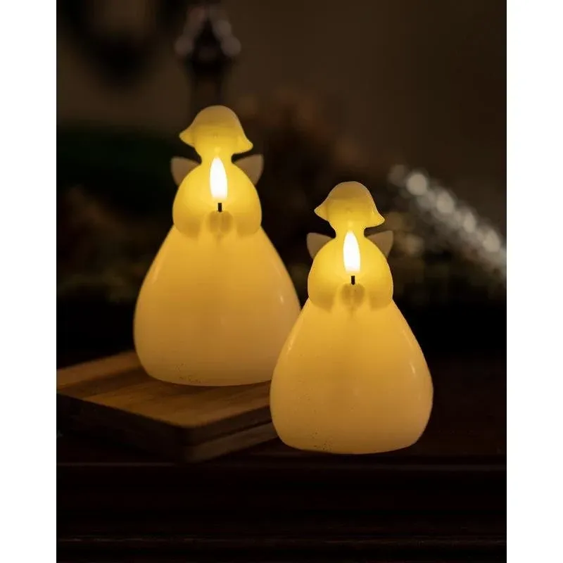 _Download Voskový LED anjel, sada 2 ks, biely, 10 cm